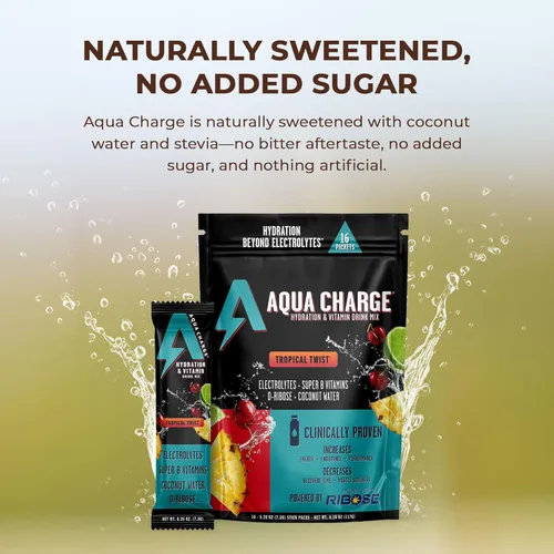 Miniatura 3 de Grab The Gold Aqua Charge - Mezcla de hidratación y bebida vitamínica, electrolitos sin azúcar con vitaminas B, sabor natural, vegano, sin gluten