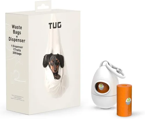 Miniatura 3 de TUG Dispensador de bolsas de basura para perros con bolsas para excrementos de perro, 15 bolsas por rollo, con dispensador negro