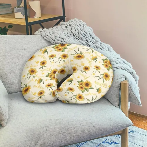 Miniatura 4 de Funda de almohada de lactancia con notas musicales de girasol para recién nacidos, niños y niñas, fundas de almohada de lactancia ultra suaves