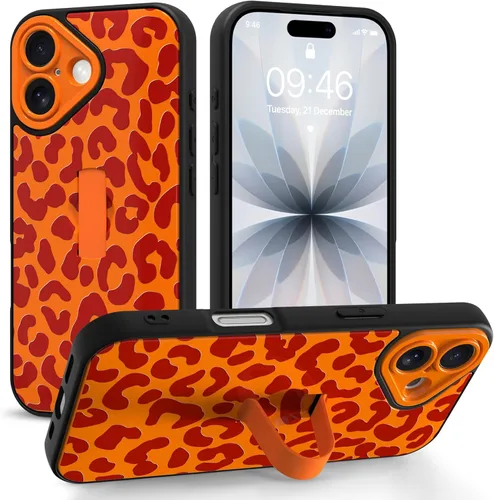 Miniatura 46 de Funda compatible con iPhone 17 Pro Max con correa de mano para los dedos, funda de teléfono con estampado de leopardo y guepardo para mujeres