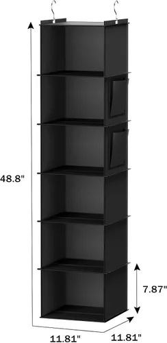 Miniatura 3 de YOUDENOVA - Organizador colgante para clóset con 6 estantes de almacenamiento, paquete de 2, negro
