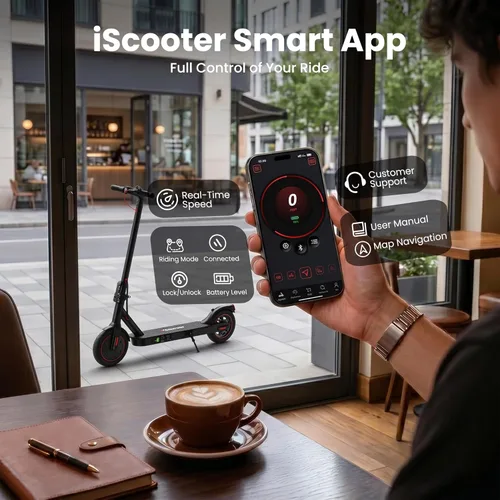 Miniatura 3 de iScooter - Scooter eléctrico con autonomía de 23/18/12 millas, velocidad máxima de 22/19/18 mph, con control de crucero y sistema de doble freno