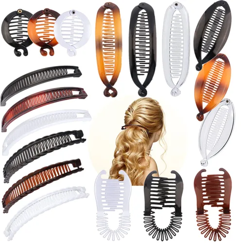 18 pinzas para el pelo de plátano clásicas, pinzas de plátano, pinzas para cola de caballo para mujeres y niñas, 6 estilos