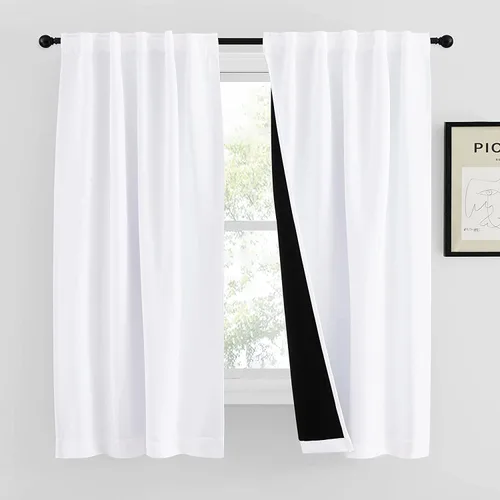 Miniatura 63 de NICETOWN Paneles de cortinas totalmente opacas para dormitorio que reducen el frío, cubiertas de ventana súper gruesas aisladas, cortinas Biscotti