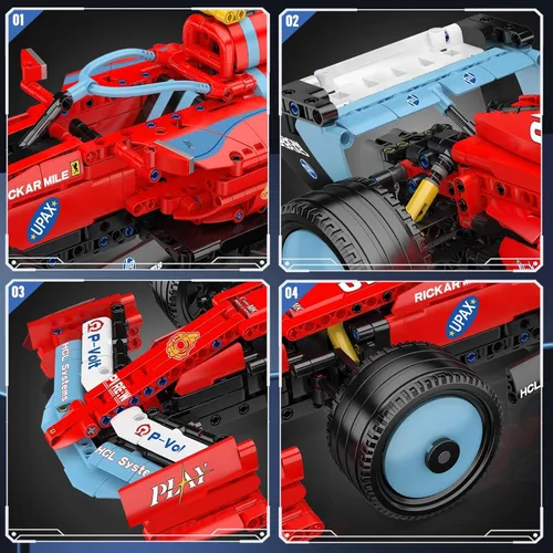 Miniatura 4 de Mould King 13209 Tech Racing Car - Bloques de sujeción para automóvil, 1401 piezas de kit de montaje de modelo de coche de carreras vintage