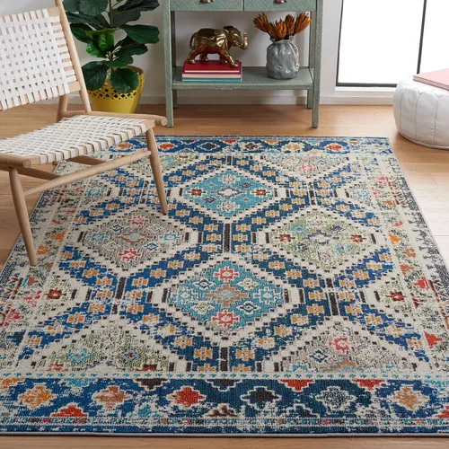 Miniatura 8 de Safavieh Madison Collection MAD418F - Alfombra de área con diamantes, Polipropileno, Gris/amarillo