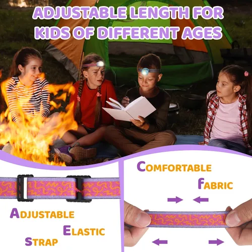 Miniatura 5 de EverBrite Linterna frontal LED recargable para niños con modo RGB y diadema ajustable, 3 modos multicolor para acampar, leer, explorar, Halloween