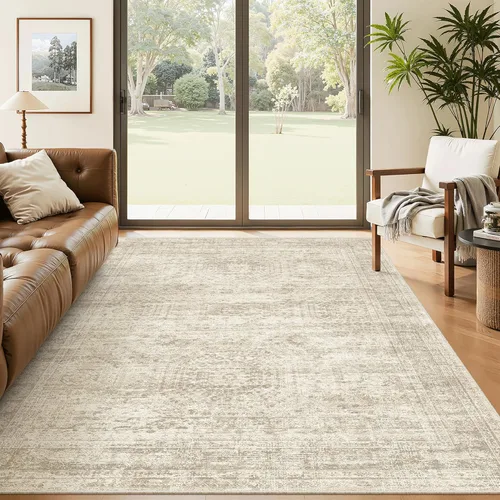 Miniatura 237 de Alfombra de pasillo Soalmost 2'6" x 10' lavable, alfombra antideslizante para cocina, baño, lavandería, alfombras vintage ultra delgadas para Beige