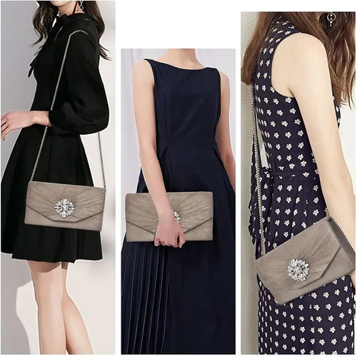 Miniatura 2 de ANKESON Bolsos de mano para mujer de terciopelo plisados de noche sobre de hombro bolsos de noche