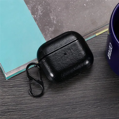 Miniatura 4 de Funda de cuero compatible con AirPods de 3ª generación, totalmente envuelto, portátil, a prueba de golpes, llavero para Apple 3, carga para mujeres