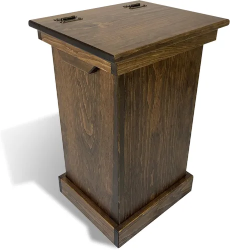Miniatura 11 de Peaceful Classics Gabinete de Bote de Basura de Madera - Acabado Pewter, Capacidad de 36 Cuartos, Madera de Pino Artesanal Amish, Diseño de Tapa