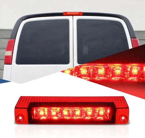 Auto Dynasty Luz de Freno LED Trasera de Montaje Alto 3ra Tercera Cola Lámpara de Parada Compatible con Chevy Express GMC Savana 1500 2500 3500 Rojo