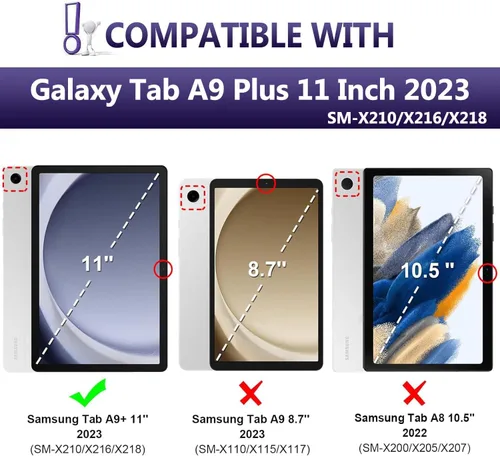 Miniatura 2 de Funda con teclado retroiluminado con panel táctil para Samsung Galaxy Tab A9 Plus de 11 pulgadas versión 2023, teclado inalámbrico retroiluminado