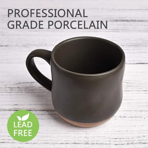 Miniatura 3 de Bosmarlin Taza grande de cerámica moteada para café, 17 onzas, apta para lavavajillas y microondas, 1 unidad (negro, 1)