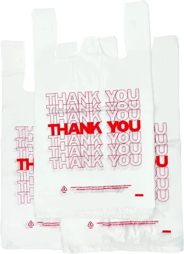 TashiBox Shopping Thank - Bolsas de comestibles reutilizables y desechables que miden 11.5 x 6.25 x 21 pulgadas, 15 mic, 0.6 mil (600 unidades)