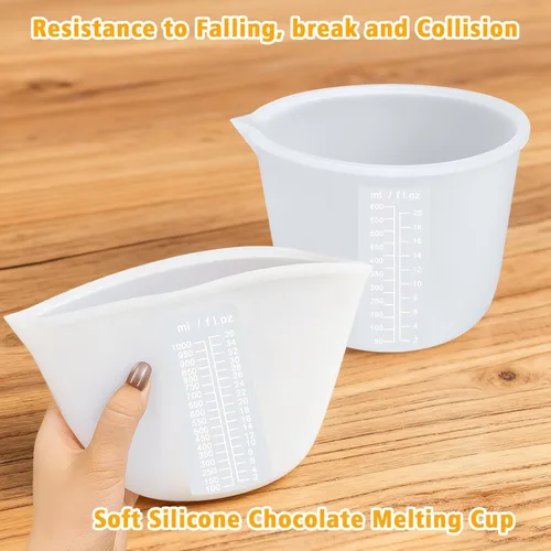 Miniatura 5 de Palksky Tazas de silicona para derretir chocolate, juego de 2 piezas para derretir chocolate (600ml y 1000ml), olla de chocolate para sumergir