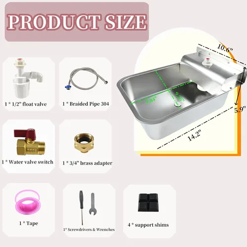 Miniatura 2 de Dispensador automático de agua para perros de 9 litros de acero inoxidable para exteriores, para cachorros, gatitos, corderos, pollos, ganado