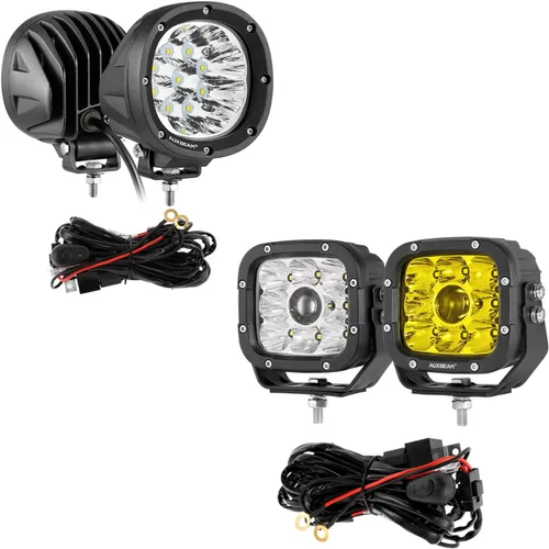 Auxbeam Luces LED para todo terreno, luces de conducción LED, barra de luz de trabajo con arnés de cableado para camión, camioneta, SUV, ATV, UTV,