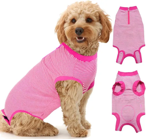 Miniatura 46 de Traje de Recuperación Wabdhaly para Perros, Traje de Cone de Perro con Cremallera Alternativa para Cirugía de Esterilización Femenina, Traje