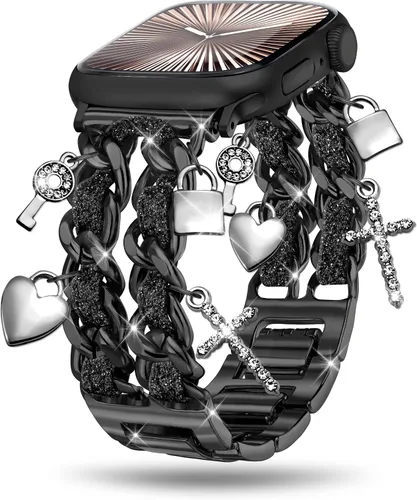Miniatura 14 de Correas de metal para reloj para mujeres compatibles con Apple Watch para mujeres y hombres de 40 mm, 38 mm, 41 mm, 42 mm, 44 mm, 45 mm, 46 mm