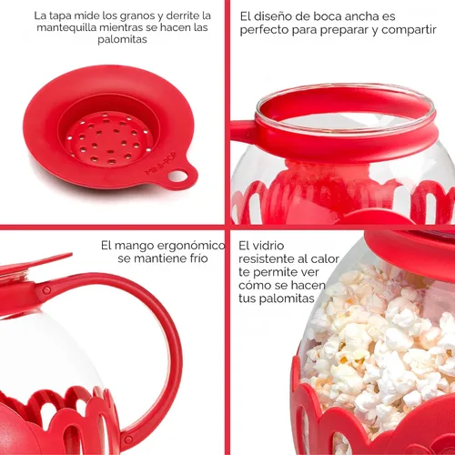 Miniatura 6 de Ecolution Microondas originales Micro-Pop Popcorn Popper Borosilicate Glass, tapa de silicona 3 en 1, lavavajillas Caja fuerte, BPA gratis