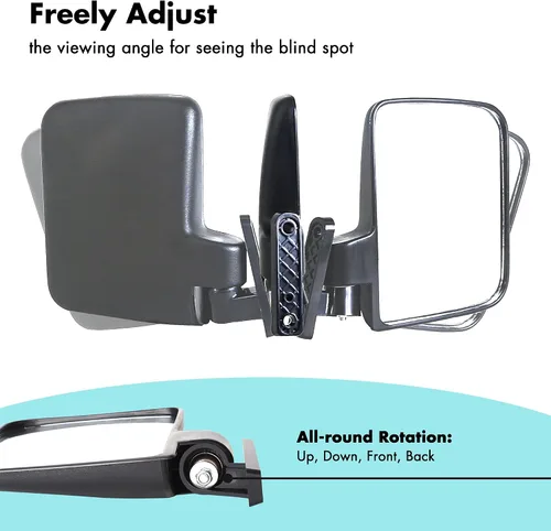 Miniatura 3 de 10L0L Juego de espejos para carrito de golf, espejos laterales y espejo retrovisor panorámico grande Radian extra ancho para EZGO Yamaha Club Car