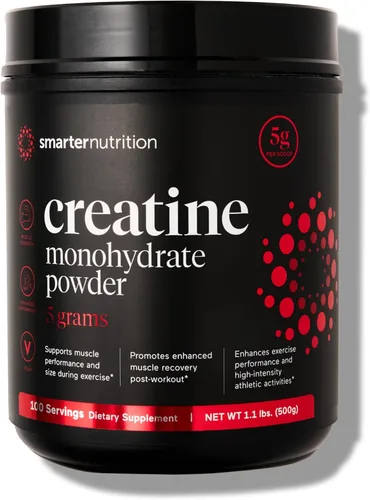 SMARTERNUTRITION Monohidrato de creatina en polvo, 5000 mg (0.18 oz) por porción, polvo de creatina para mujeres y hombres, sin sabor, apoyo previo
