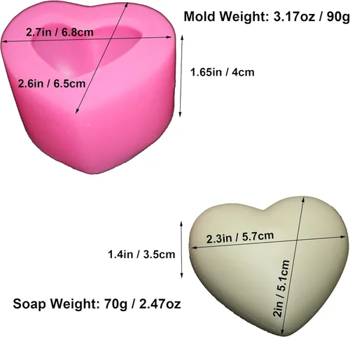 Miniatura 2 de Molde transparente de silicona en forma de corazón 3D para San Valentín, arte de resina epoxi, fabricación de velas y jabón, producto de Rosa 2