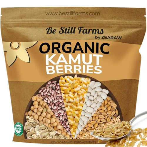 Be Still Farms Khorasan de trigo Kamut orgánico (4.8 libras) – Grano entero antiguo a granel – Ideal para harina, pasta, ensaladas, sopas – Alto en