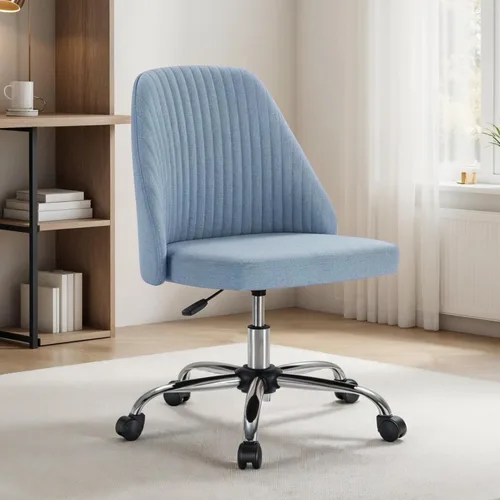 Miniatura 12 de Simple Deluxe Silla de escritorio de oficina sin brazos, moderna y bonita, silla giratoria cómoda, sillas de oficina en casa con ruedas, altura