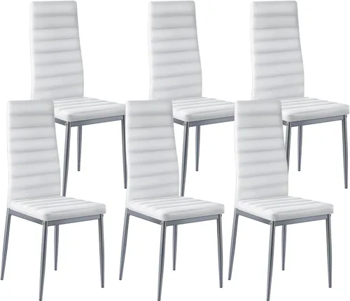 VEVOR Juego de 6 sillas decorativas modernas de comedor, sillas laterales tapizadas de cuero para sala de estar, silla de cocina que ahorra espacio