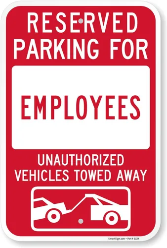 Miniatura 10 de SmartSign Cartel de estacionamiento reservado para empleados, paquete de 2, letrero remolcado de vehículos no autorizados, 18 x 12 pulgadas