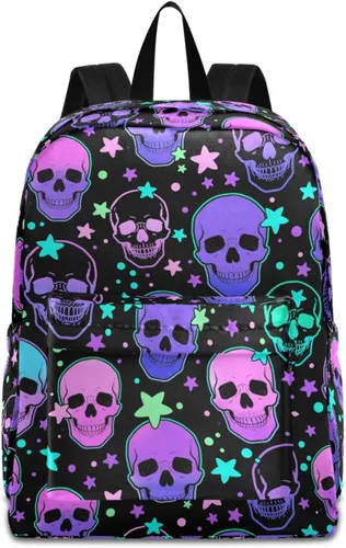 Miniatura 21 de MNSRUU Mochila para estudiantes para la escuela, Halloween, mochila luminosa de murciélagos para laptop, mochila estética para niñas, niños, mochila