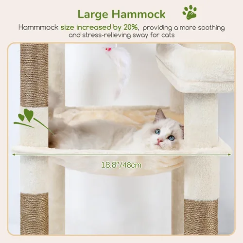 Miniatura 5 de Globlazer Árbol para Gatos de Plataforma Extra Grande, 65 pulgadas de Alto, Árbol para Gatos Resistente para Gatos de Interior Grandes Adultos