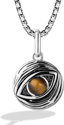 Star Wars Fine Jewelry Jabba The Hutt - Colgante de diamante negro, ojo de tigre, plata de ley con rodio negro, Metal, Ojo de tigre