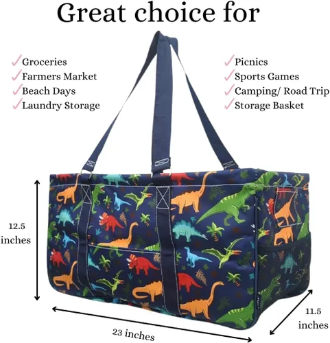 Miniatura 449 de NGIL Bolsa de comestibles reutilizable extra grande plegable de gran tamaño para comestibles, almacenamiento, picnic, playa, Bronco-negro occidental