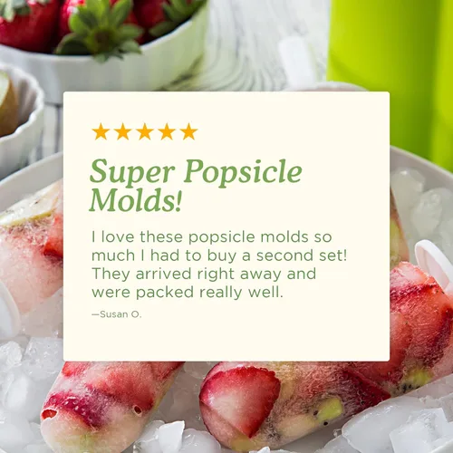 Miniatura 5 de Zoku - Moldes clásicos para paletas, 6 moldes de paleta de fácil liberación con palillos y protección antigoteo, sin BPA Verde