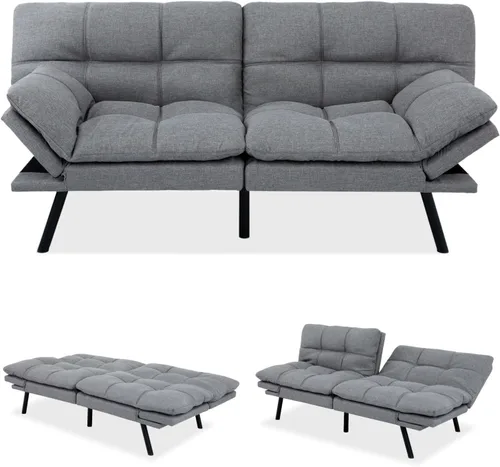 Miniatura 4 de MUUEGM Sofá cama futón de espuma viscoelástica, moderno sofá de oficina, cama convertible para espacios pequeños, apartamento, oficina, con respaldo