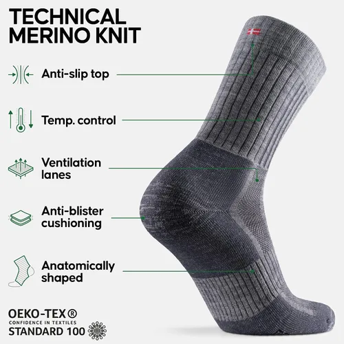 Miniatura 2 de DANISH ENURANCE - Calcetines de senderismo para exteriores, lana merino, hombres y mujeres, paquete de 2