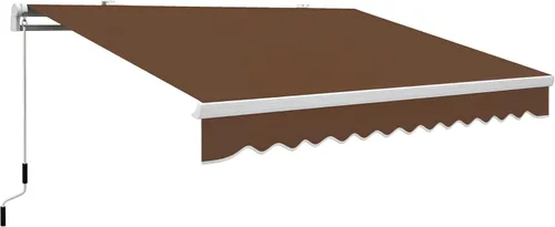 Miniatura 21 de Outsunny - Toldo retráctil de 10 x 8 pies, toldo para patio, toldo para sol con manivela manual, tela resistente a los rayos UV y al agua y Rayas