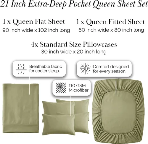 Miniatura 379 de Southshore Fine Living, Inc. Juego de 7 piezas de sábanas King divididas para cama ajustable, juego de sábanas King divididas con bolsillo de 21