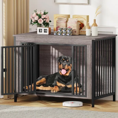 Miniatura 12 de EasyCom Mueble de jaula para perros para 1 o 2 perros, jaulas resistentes para perros individuales/dobles para perros pequeños, medianos y grandes