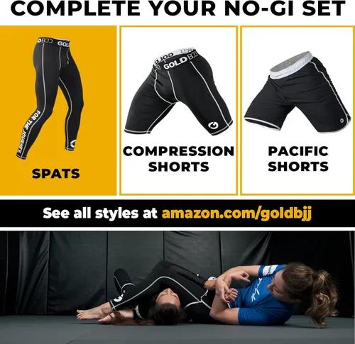 Miniatura 6 de Gold BJJ Jiu Jitsu Spats - Capa base para Gi y No-Gi Grappling - Pantalones de artes marciales