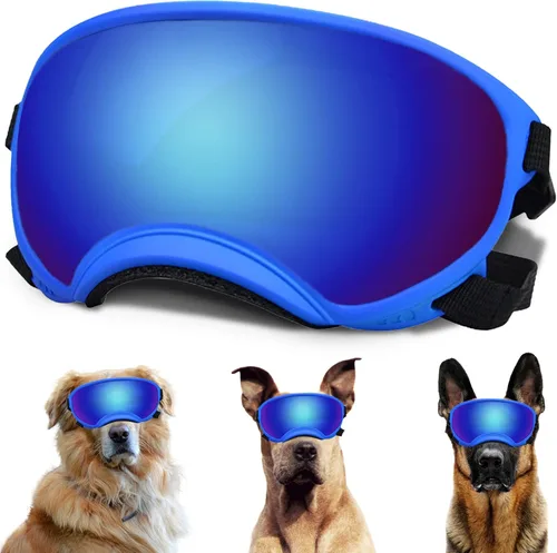 Miniatura 15 de Gafas de sol grandes para perros con correa ajustable, protección UV, a prueba de victorias, adecuadas para perros medianos y medianos