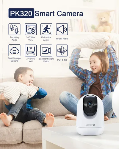 Miniatura 2 de MUBVIEW - Cámaras para seguridad del hogar, WiFi 2.4/5GHz 2K interior con cable para bebé/mascota con aplicación para teléfono, visión nocturna, Un