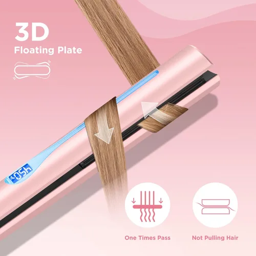 Miniatura 7 de IG INGLAM Plancha lisa para el cabello de titanio, rizador de pelo infrarrojo de 1 pulgada, plancha alisadora iónica negativa de voltaje dual con 11