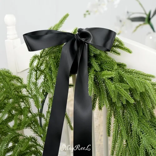 Miniatura 5 de MAYREEL Cinta de Satén Negra de 1.5 Pulgadas Cinta Gruesa de Doble Cara para Manualidades Envoltura de Regalos Decoración de Bodas Lazos