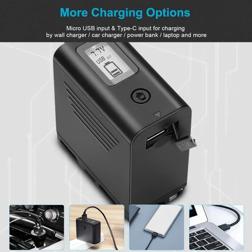 Miniatura 8 de KUNLUN Paquete de 2 baterías NP-F970 de 8800 mAh compatibles con batería Sony NP-F970 NP-F975 NP-F980 NP-F960 NP-F770 NP-F750 NP-F550 y videocámaras