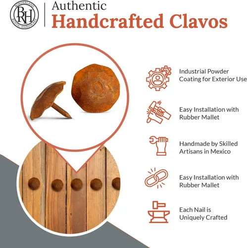 Miniatura 2 de Paquete de 25 clavos decorativos de 1,25 pulgadas de cabeza redonda grande – oxidados – sujetadores rústicos redondos hechos a mano para persiana
