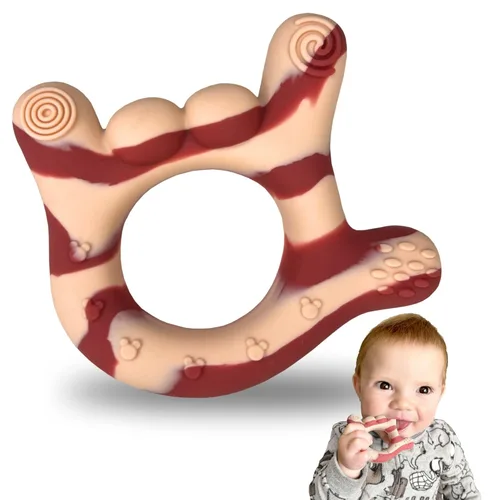Miniatura 10 de Mordedor de mano de silicona – I Love You Baby Teething Toy 0-12 meses BPA – Alivio de la dentición para niños pequeños Mordedores masajeadores